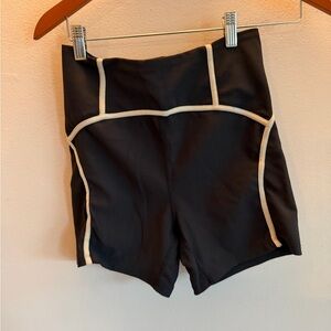 L*Space Black Bike Shorts with Cream Trim